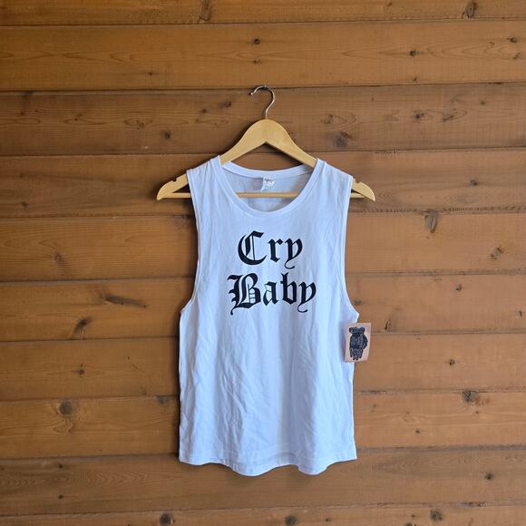 Spitfire Girl Tops - Cry Baby Tank Top XL Spitfire Girl Melrose Gothic Lettering NWT Grunge Shirt